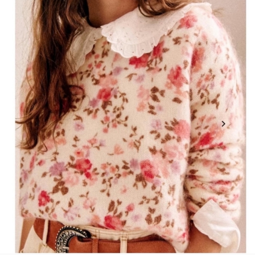 Sezane Amaya Jumper Floral Knit Sweater